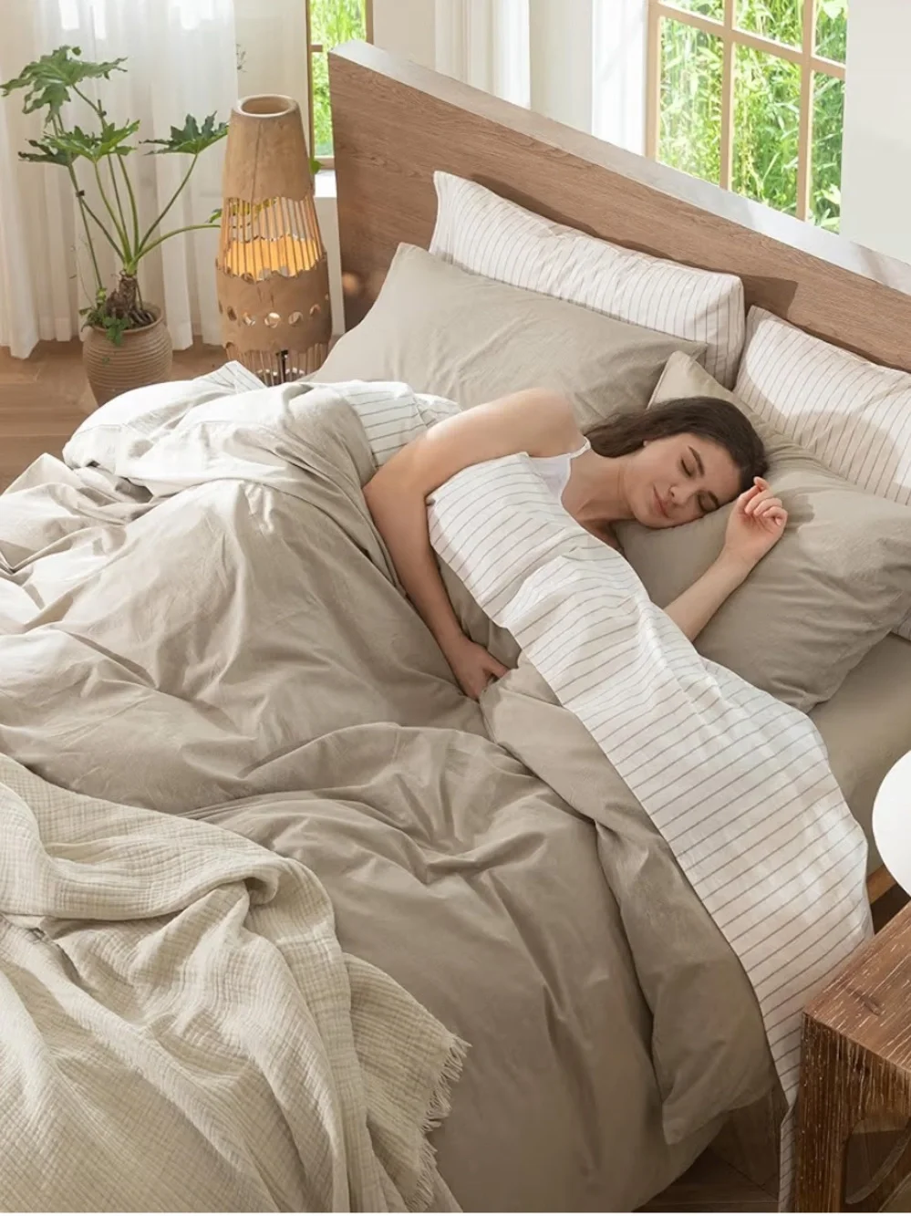 NEW MooMee Duvet Cover Set 100% Washed Cotton Linen like, Oversized Full